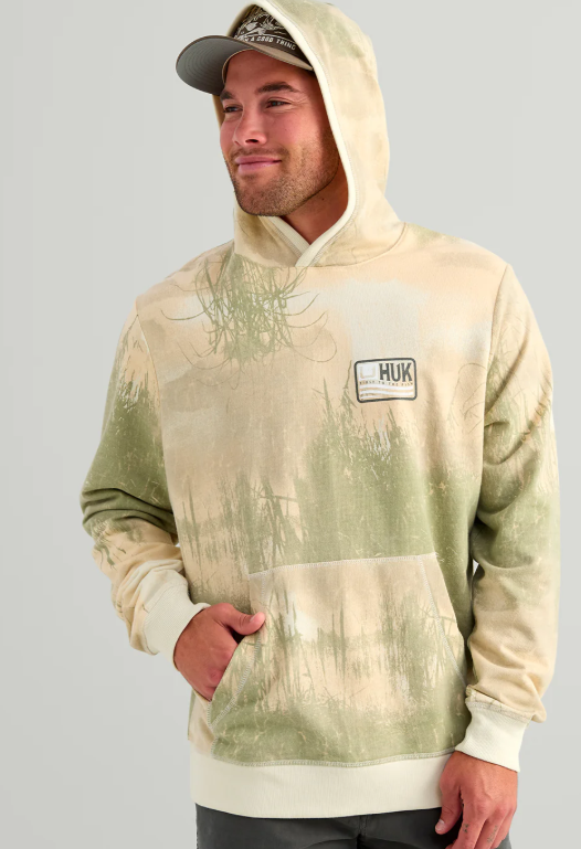 HUK Men's Edisto Born Wave Terry Hoodie Silver Birch