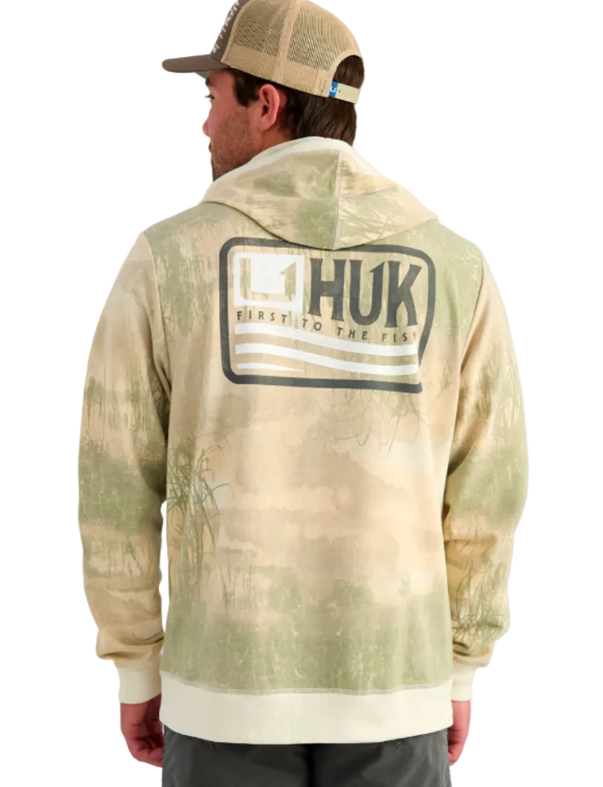 HUK Men's Edisto Born Wave Terry Hoodie Silver Birch