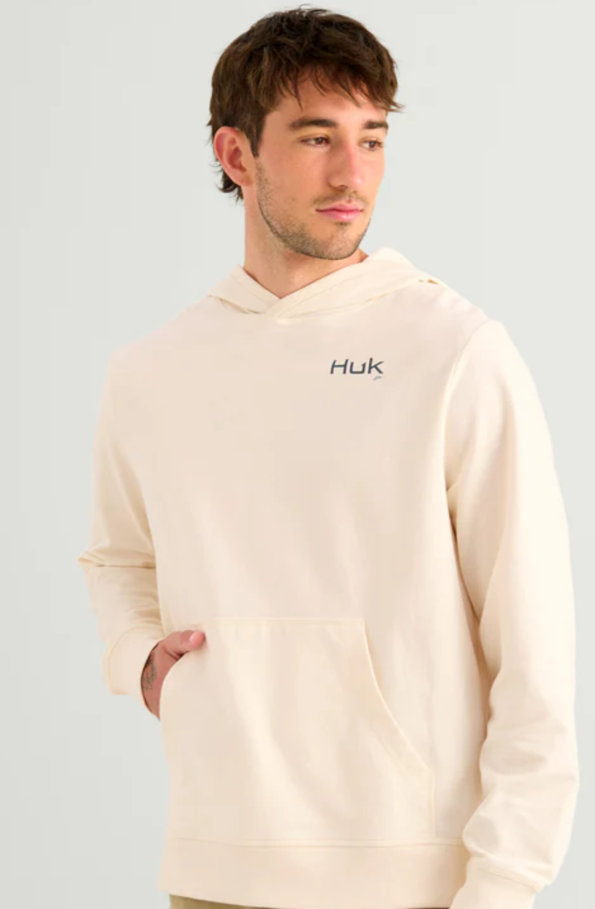HUK Men's Edisto KC Americana Terry Hoodie Egret