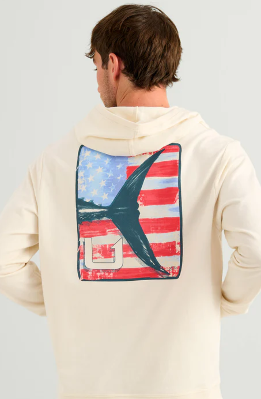 HUK Men's Edisto KC Americana Terry Hoodie Egret