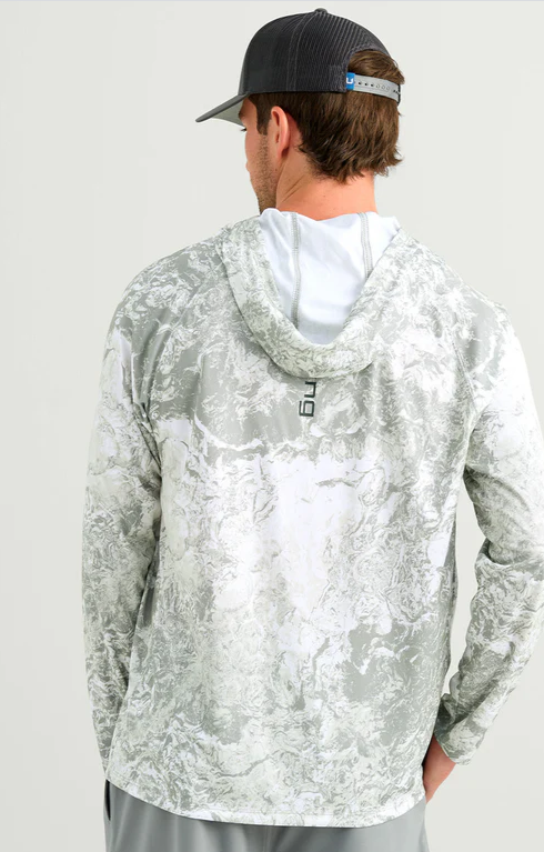 HUK Men's Pursuit Mossy Oak Hoodie Seagrass