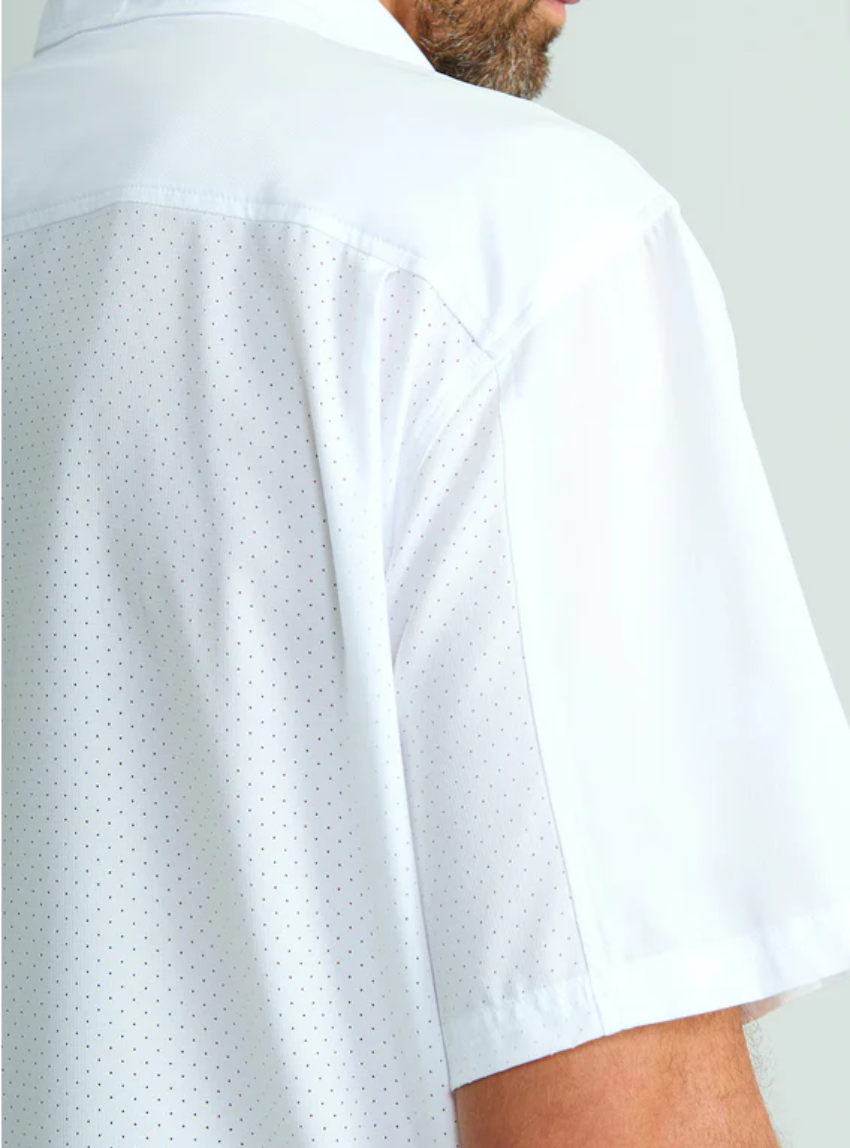 HUK Men's Short Sleeve Tide Point Collard Shirt White