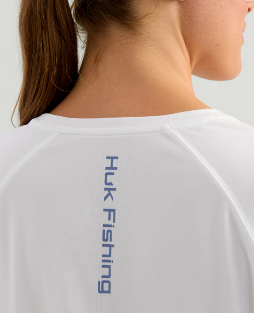 HUK Women's Pursuit Long Sleeve Crew White