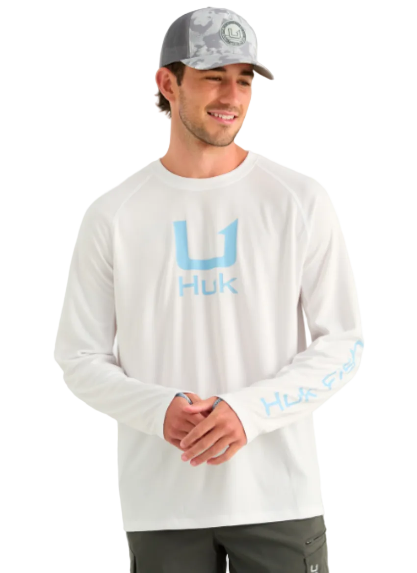 Huk Icon LS Crew Shirt White