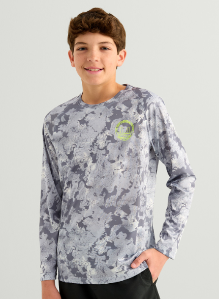 Huk Kid's KC Printed Pursuit LS Crew Sharkshin