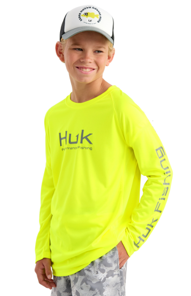 Huk Kid's Pursit LS Solid Neon Yellow