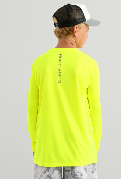 Huk Kid's Pursit LS Solid Neon Yellow