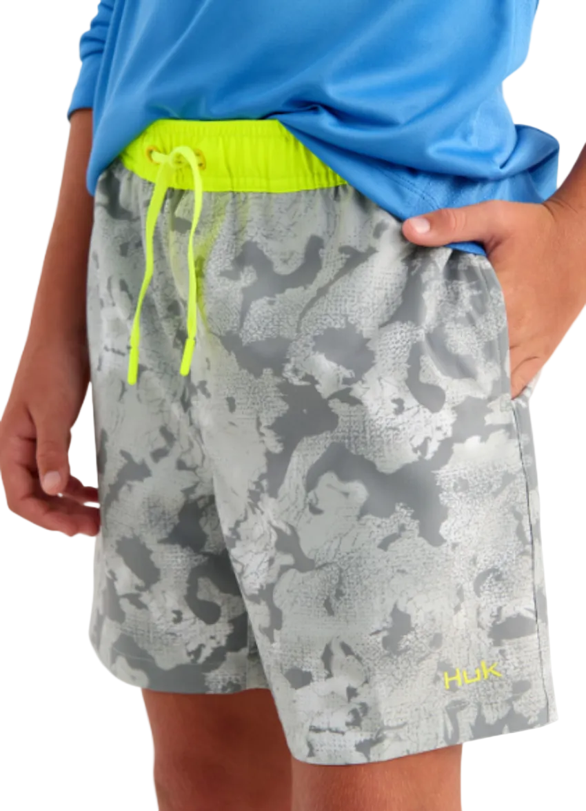 Huk Kid's Pursuit KC Printed Volley Shorts Sharkskin