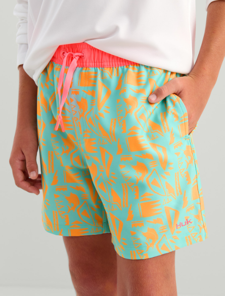 Huk Kid's Pursuit Volley 5" Printed Shorts Caicos