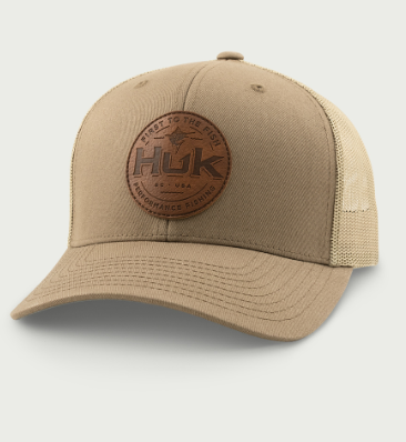 Huk Leather Patch Trucker Hat Dock