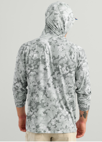 Huk Men's Airweight KC Printed Hoodie Sharkskin