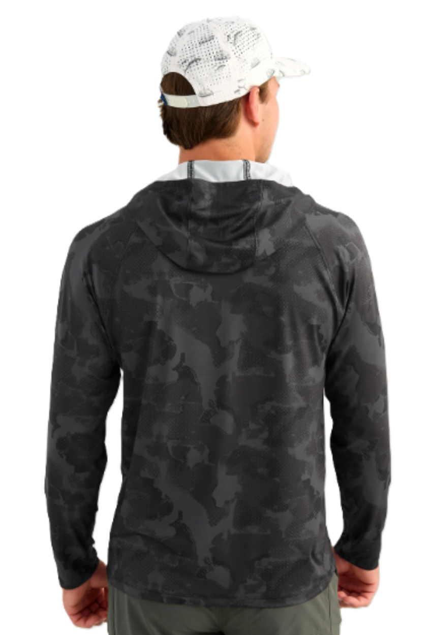 Huk Men's Airweight KC Printed LS Hoodie Black
