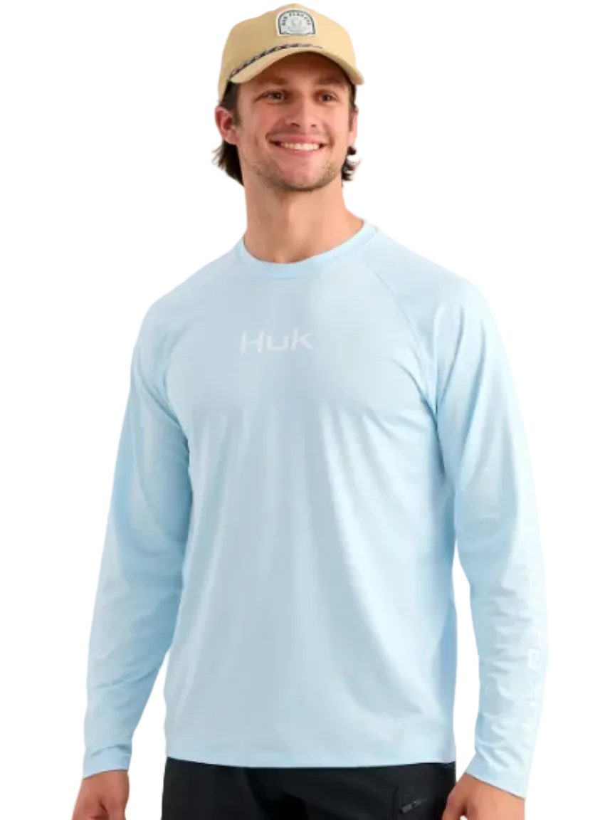 Huk Men's Airweight LS Crew Coastal Drift/Heather