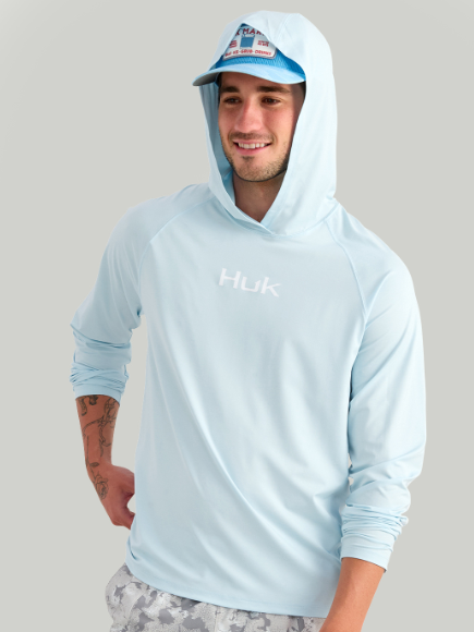 Huk Men's Airweight LS Hoodie Coastal Drift Heather