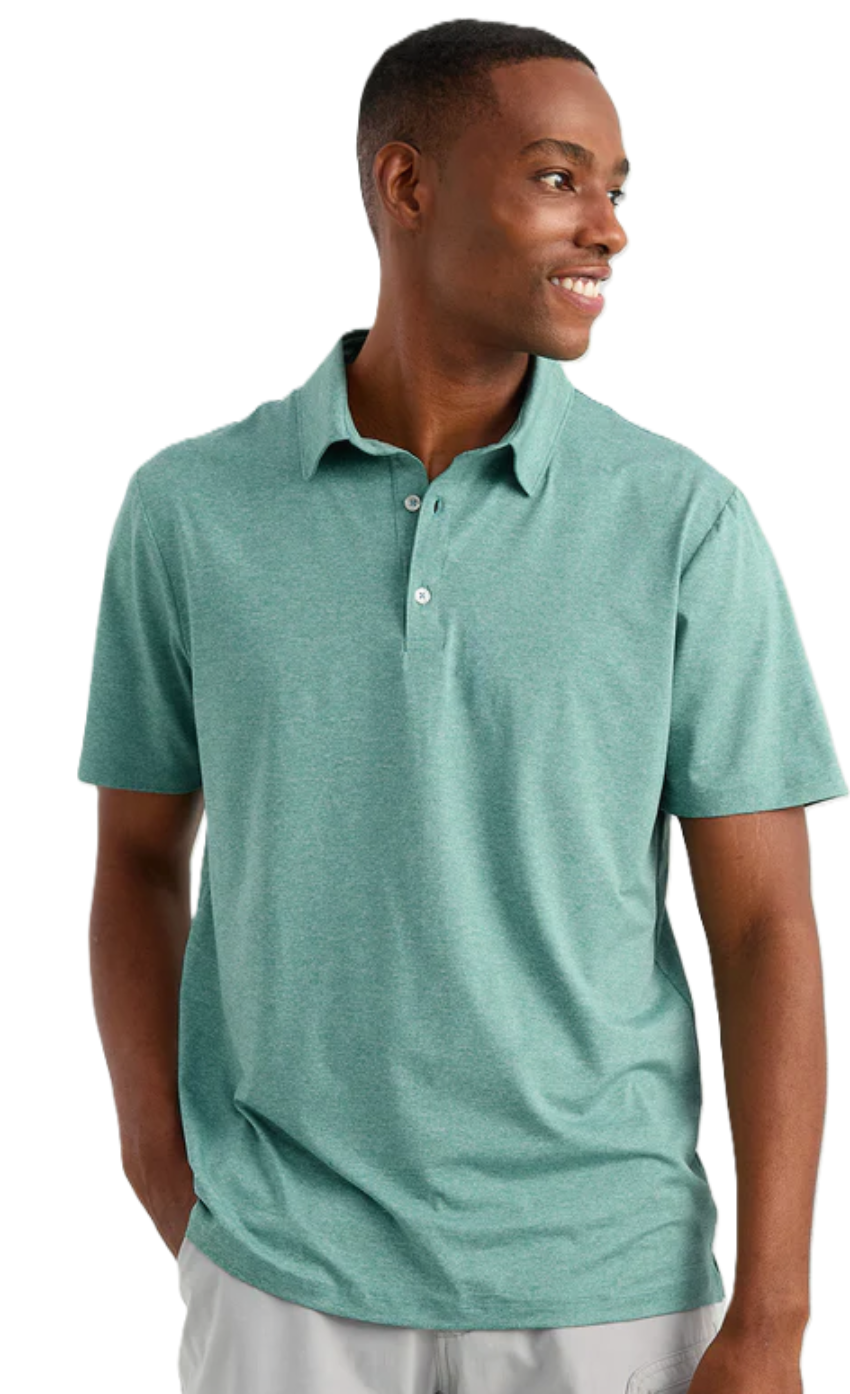 Huk Men's Airweight Performance Polo Mineral Blue Heather