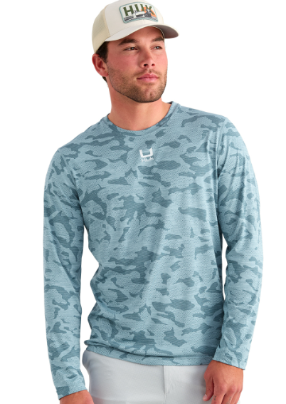 Huk Men's Andros LS Crew Stormy Blue