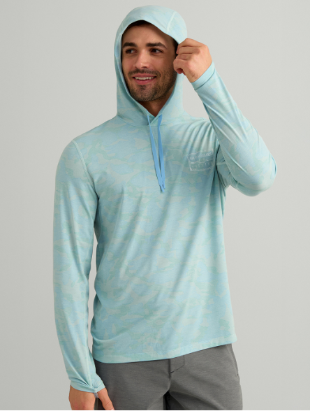 Huk Men's Drift Printed Hoodie Heron Blue