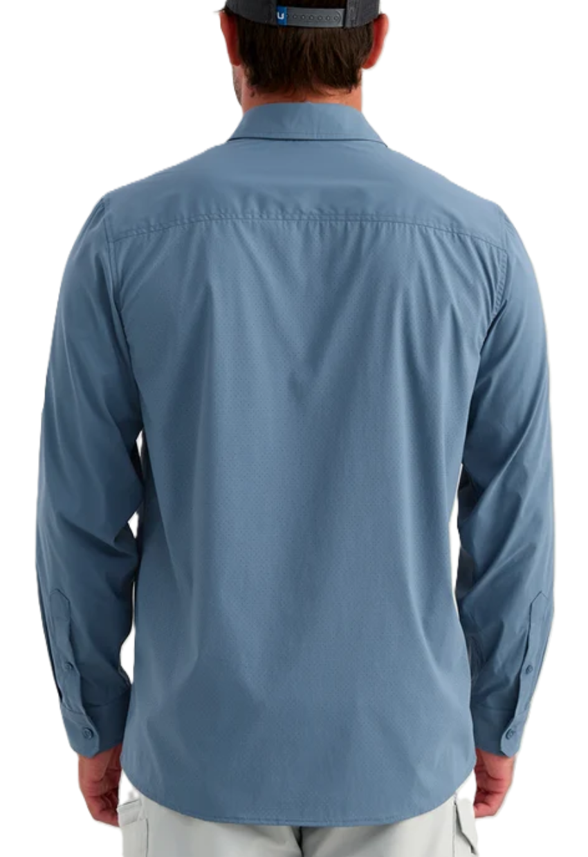 Huk Men's Icon Button-Down LS Shirt Stormy Blue