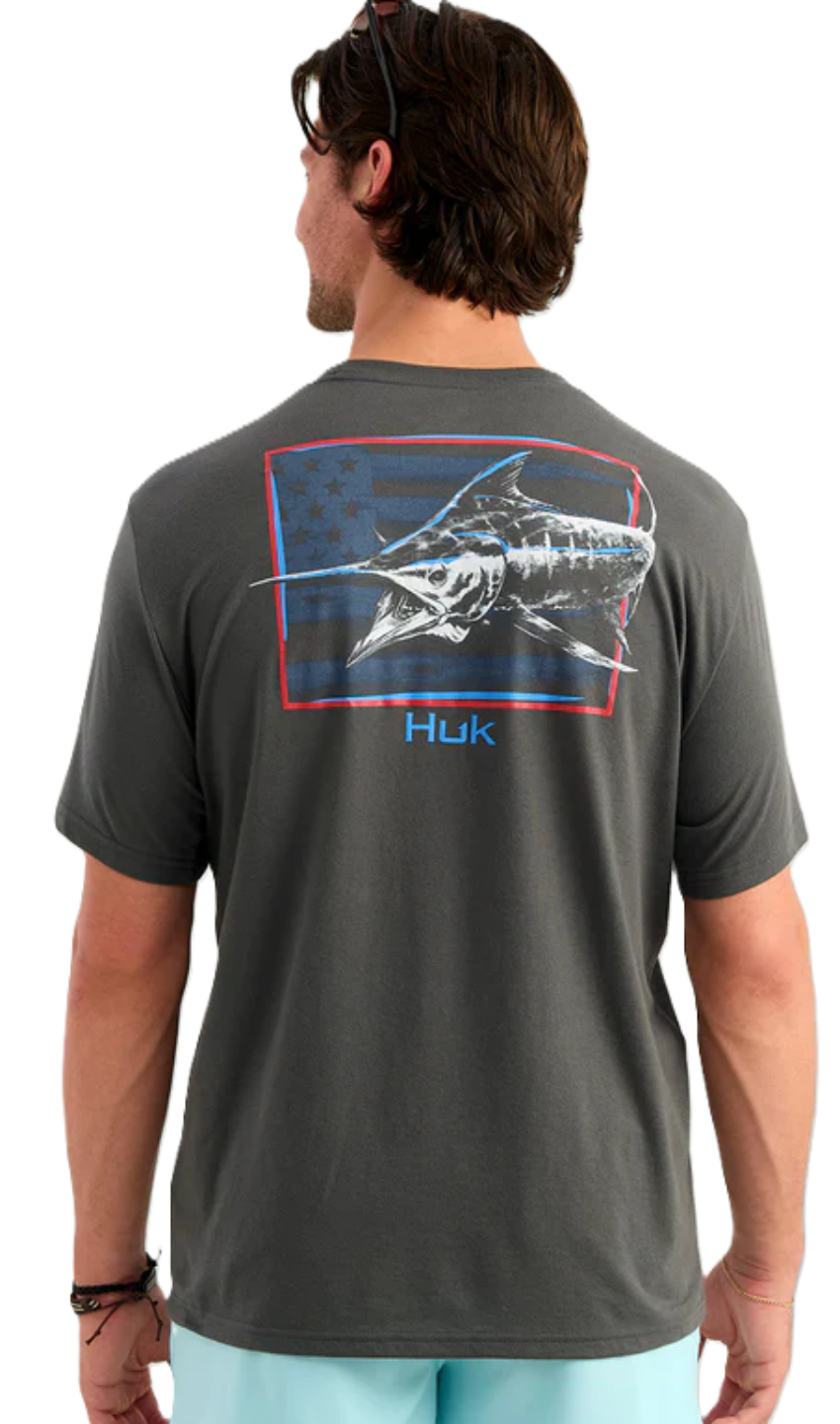 Huk Men's KC Americana SS Tee Dark Shadow