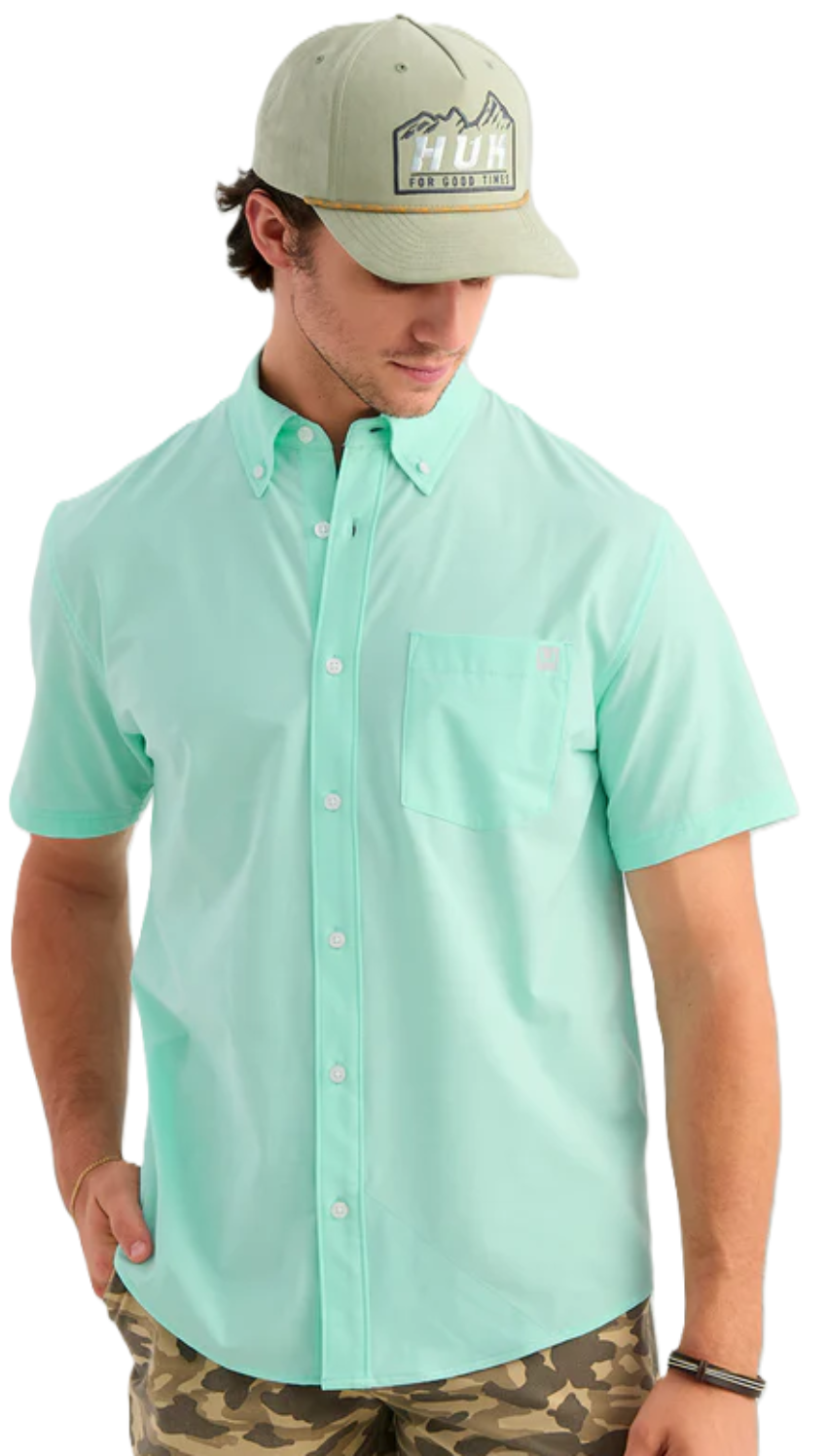Huk Men's Kona Button-Down SS Shirt Caicos
