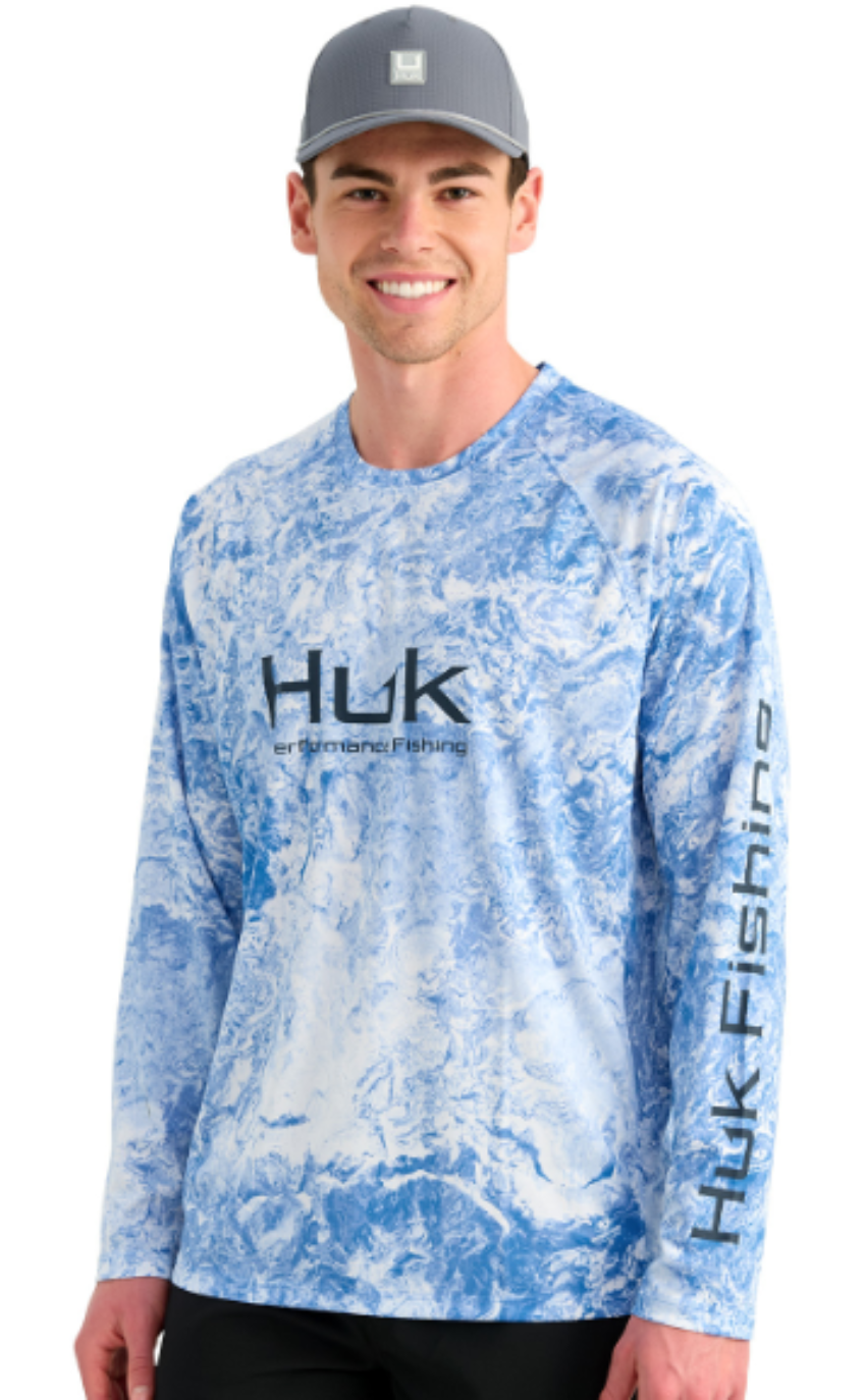 Huk Men's Pursuit Mossy Oak LS Shirt Regatta