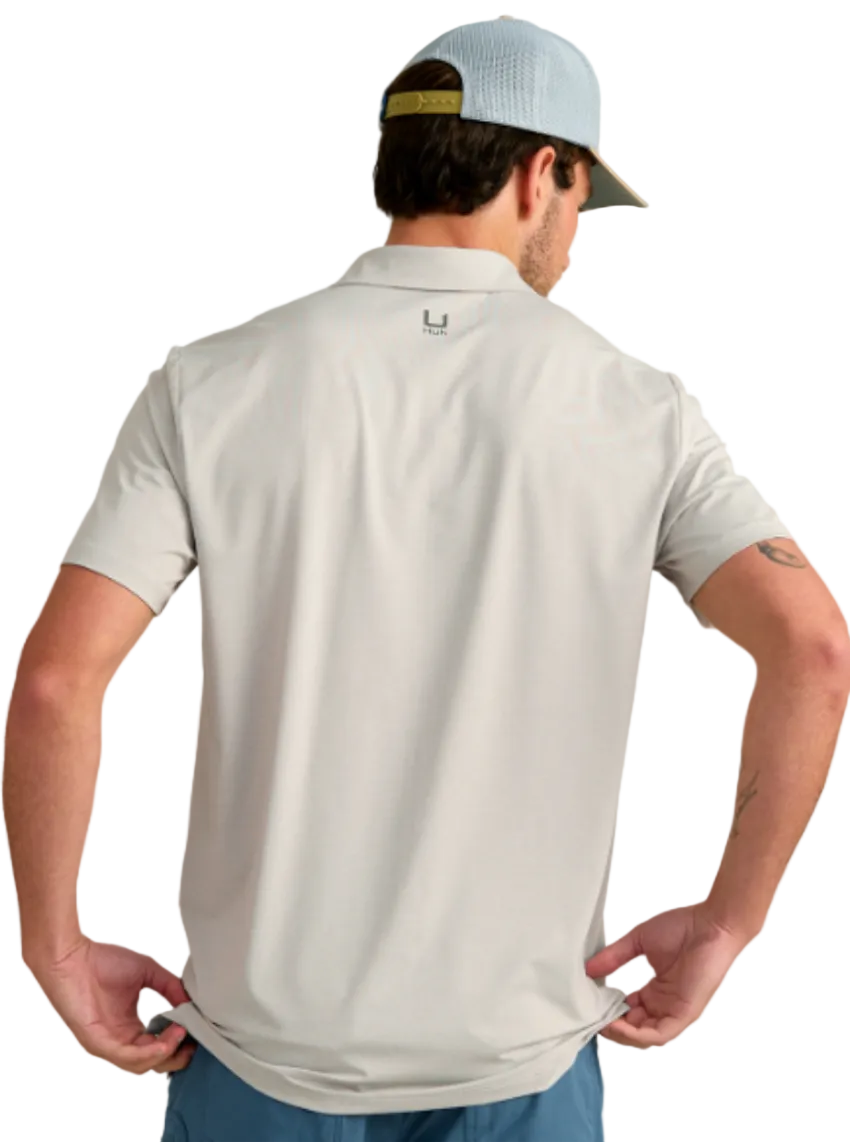 Huk Men's Pursuit Polo Performance SS Shirt Seagull Heather