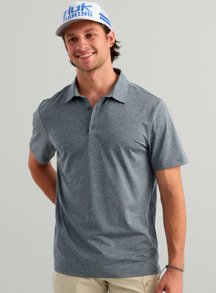 Huk Men's Pursuit Polo Stormy Blue Heather