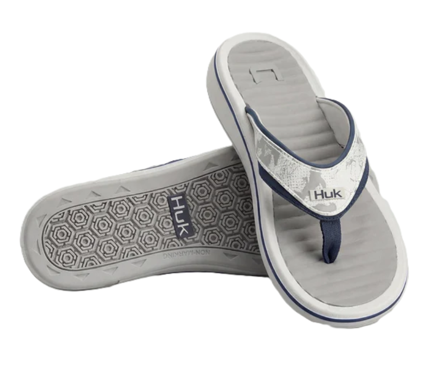 Huk Men's Rogue Island Performance Flip-Flop Sharkskin Estuary Camo