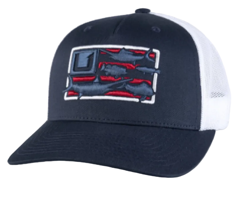 Huk Trophy Flag Trucker Hat Black