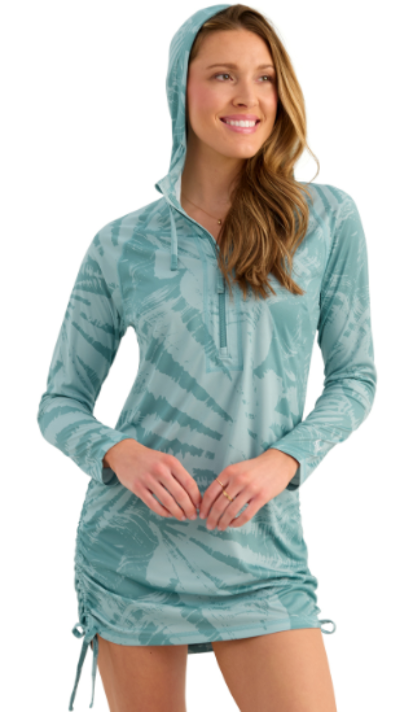 Huk Women's Pursuit Coverup Dress Printed Heron Blue

