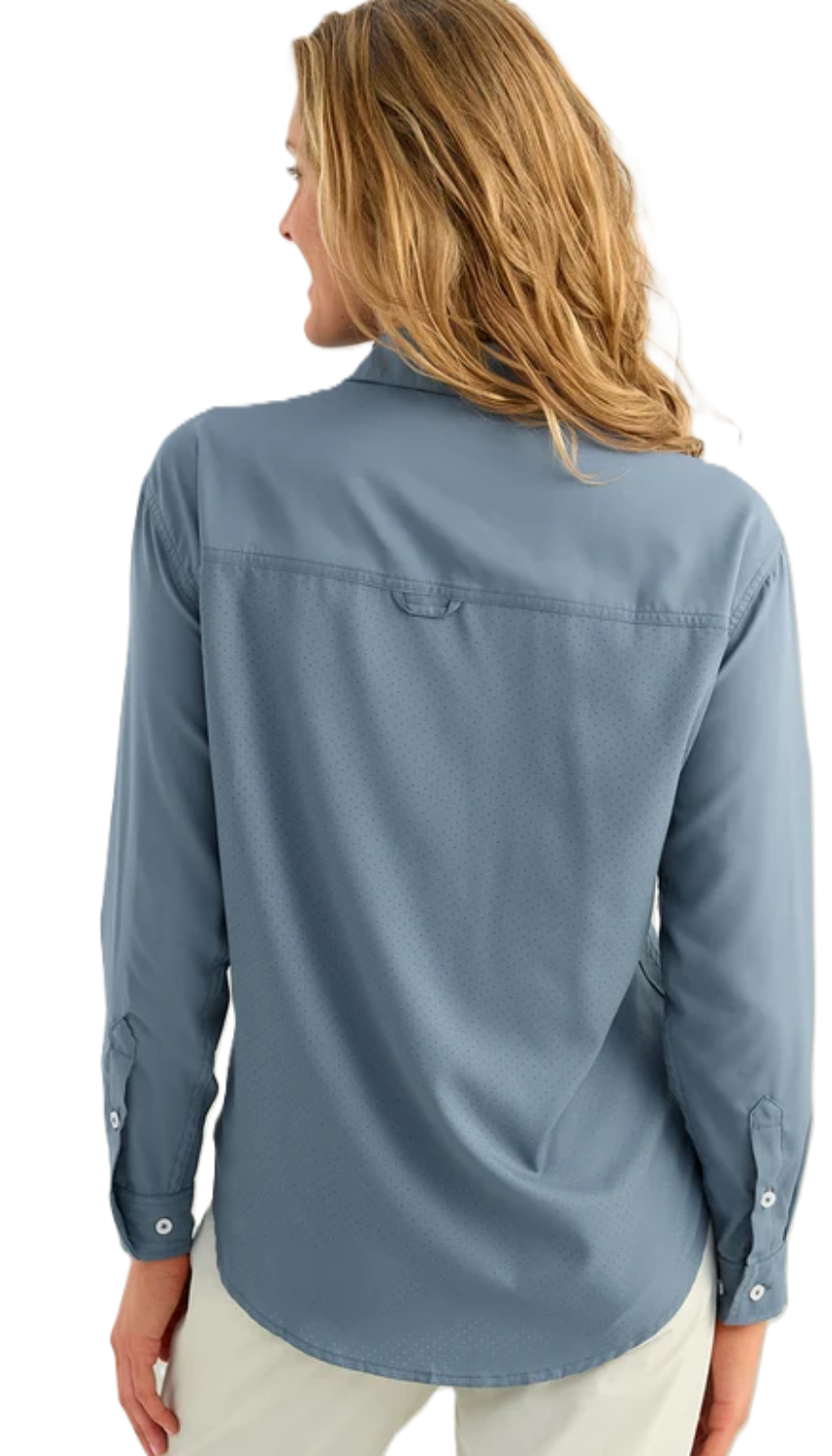 Huk Women's Tide Point LS Oversized Shirt Stormy Blue