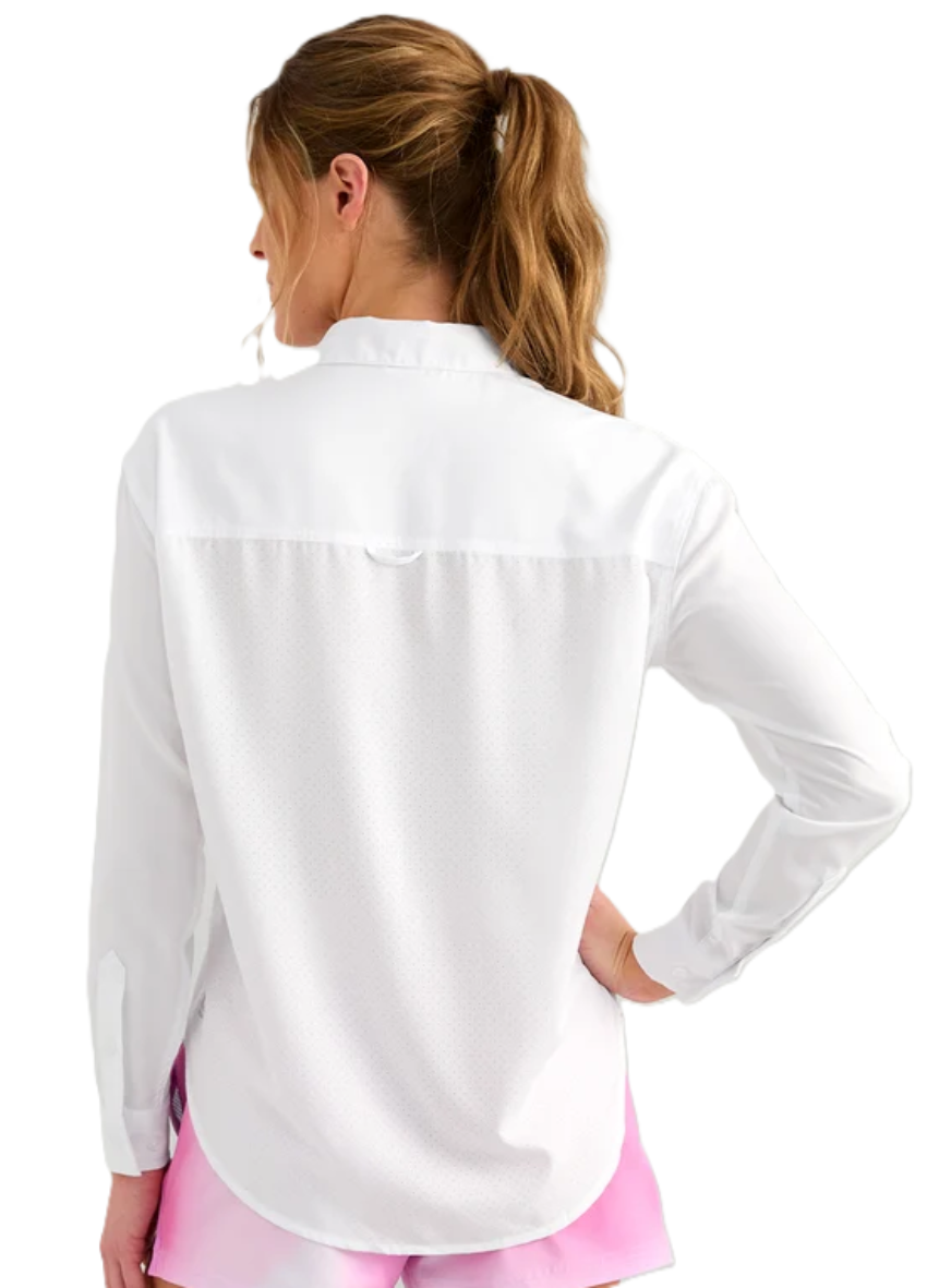 Huk Women's Tide Point Oversized LS Shirt White