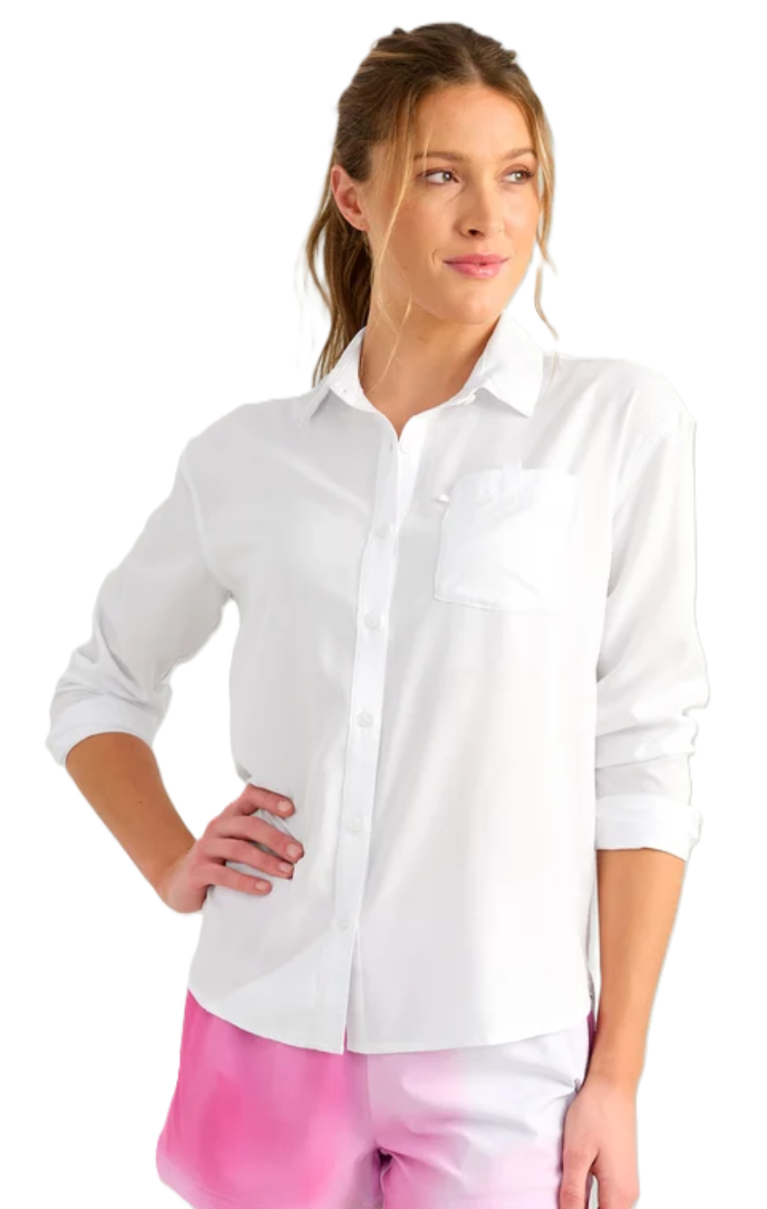 Huk Women's Tide Point Oversized LS Shirt White