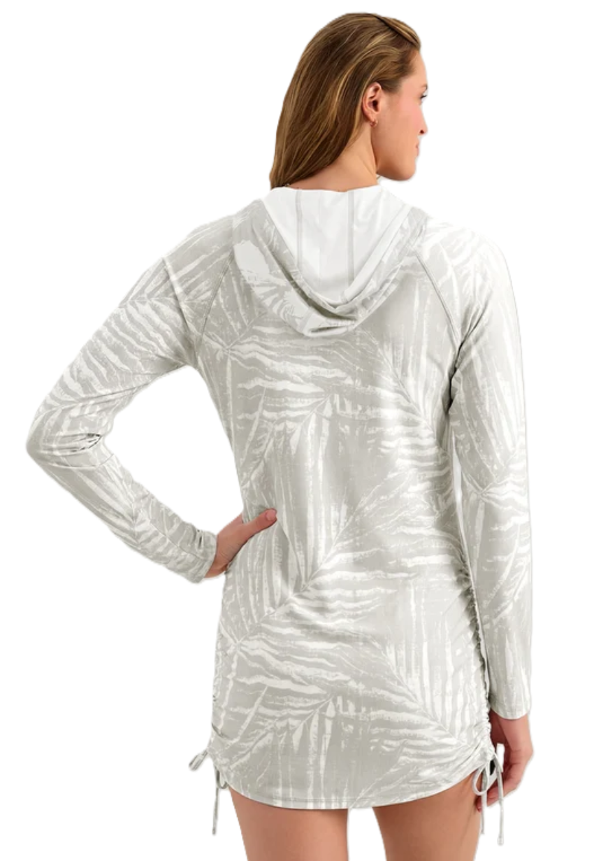 Huk Womens Pursuit Cover-Up Dress Silver Birch Palm