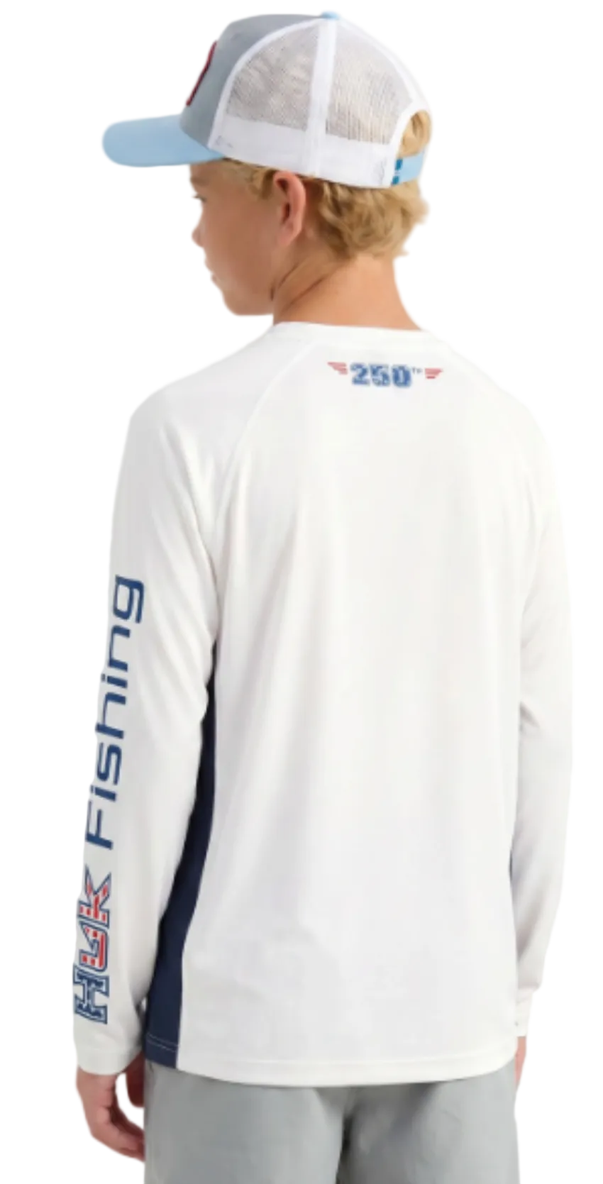 Huk Youth Pursuit Americana Fill LS Crew White