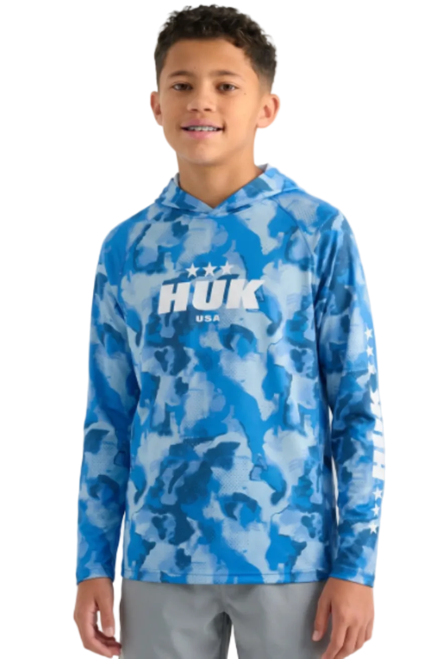 Huk Youth's Hoodie Airweight USA Printed Set Sail