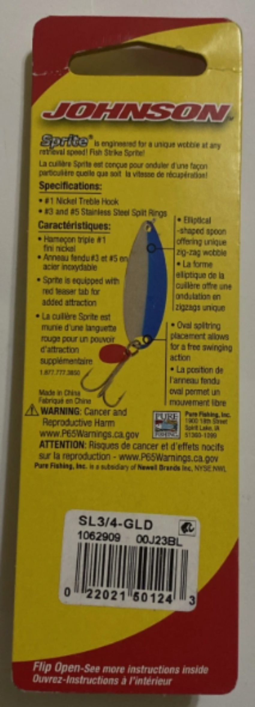 Johnson 2-1/2" Sprite Lure 3/4 oz Gold