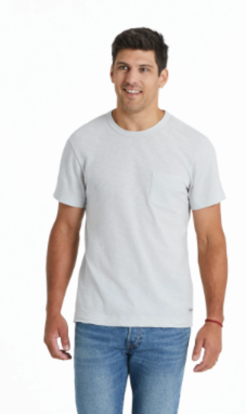 Life Is Good Men's Solid Slub Slim Fit Pocket Tee Fog Gray