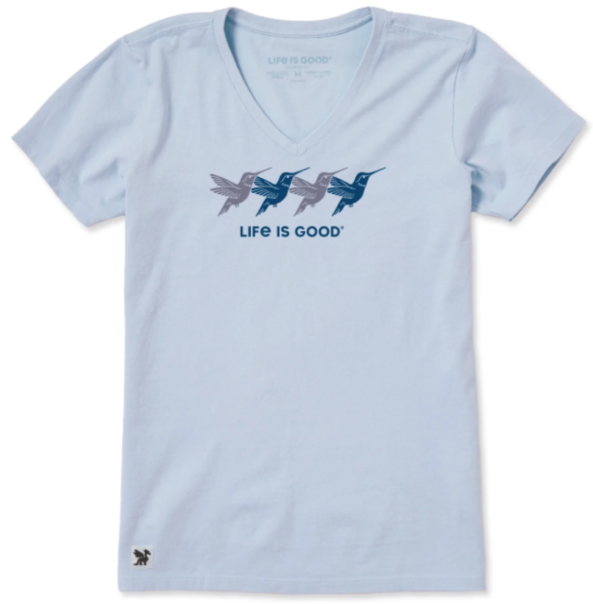Life Is Good Women's Rally Hummingbirds SS Crusher-LITE Vee Glacier Blue