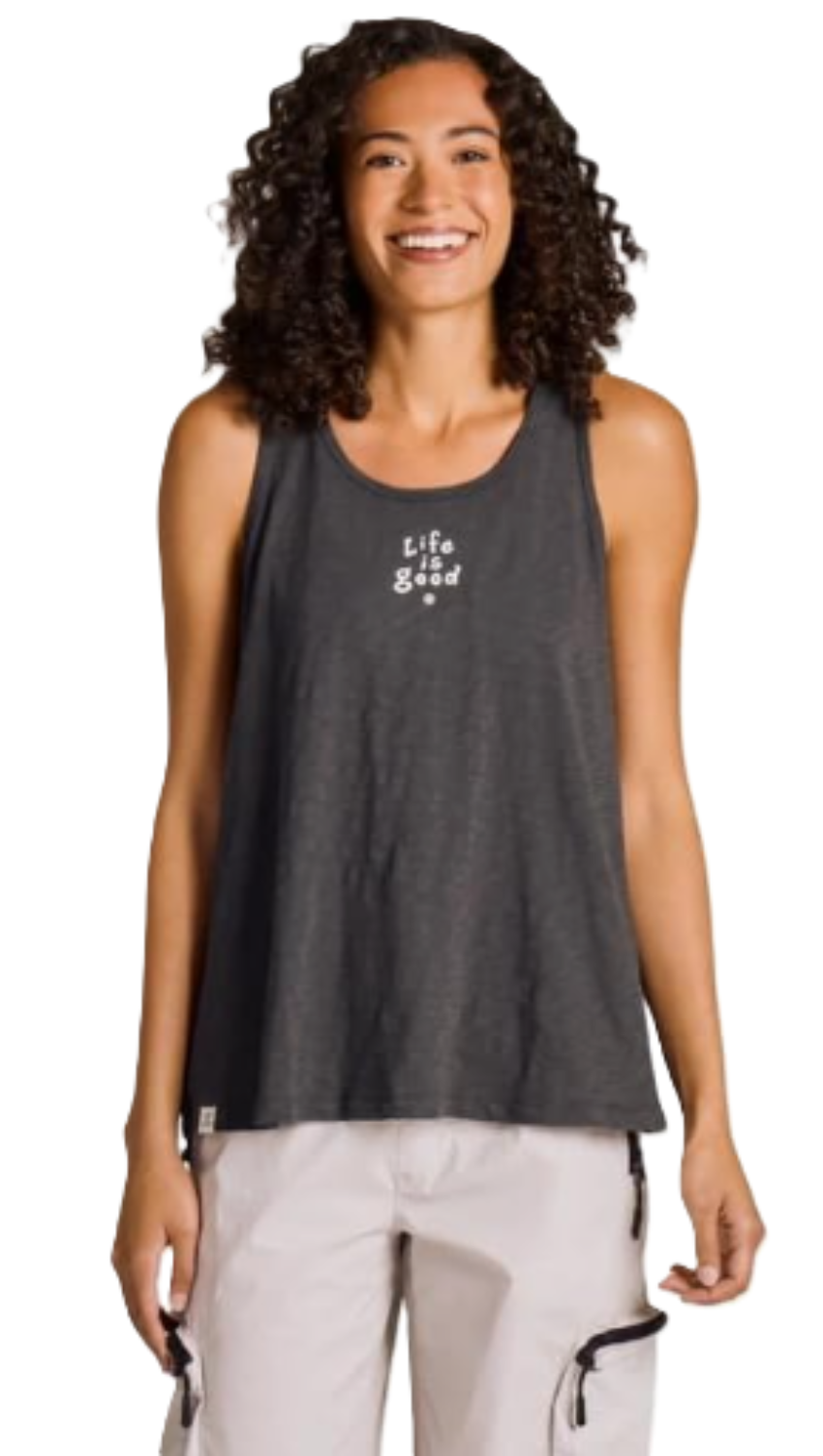 Life Is Good Women's Textured Slub Vintage Tank Top Faded Black