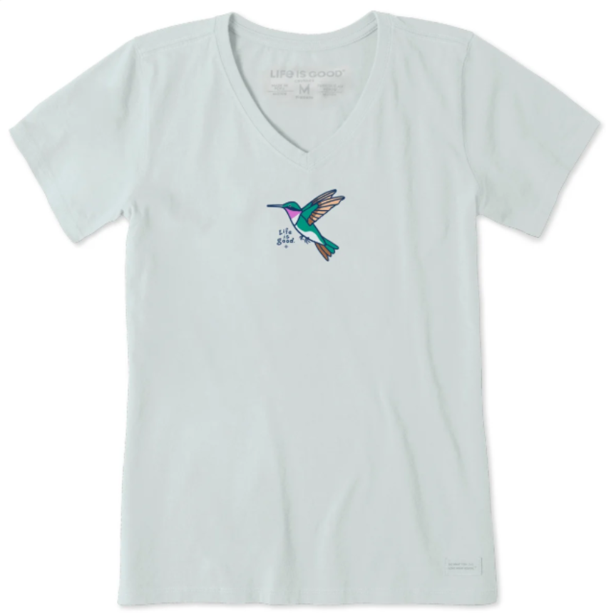 Life is Good Women's Hummingbird SS Vee Fog Grey