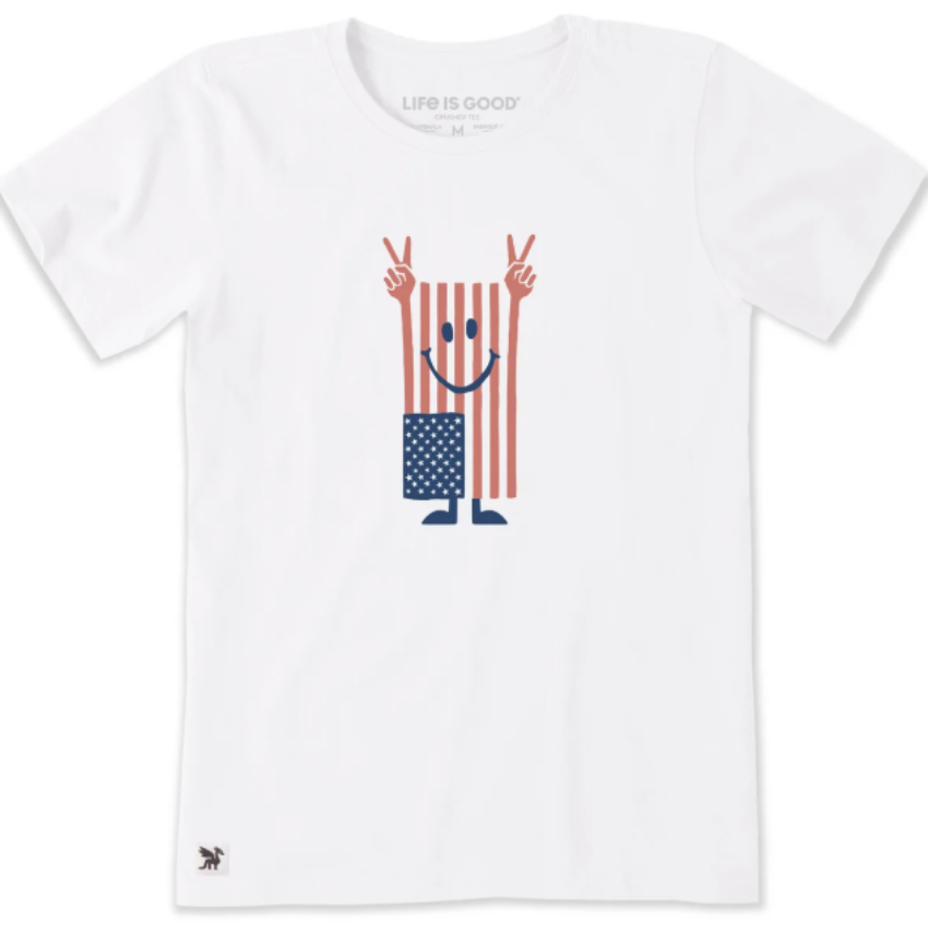 Life is Good Women's Liberty & Laughs SS Crusher-LITE Tee Cloud White