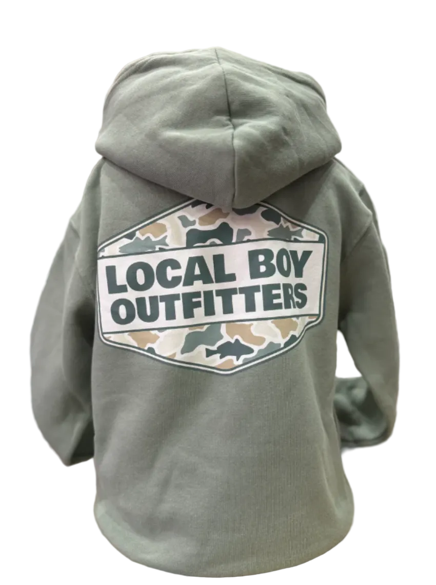 Local Boy Men's BWH Fish Camo Diamond Crest Hoodie Dusty Green