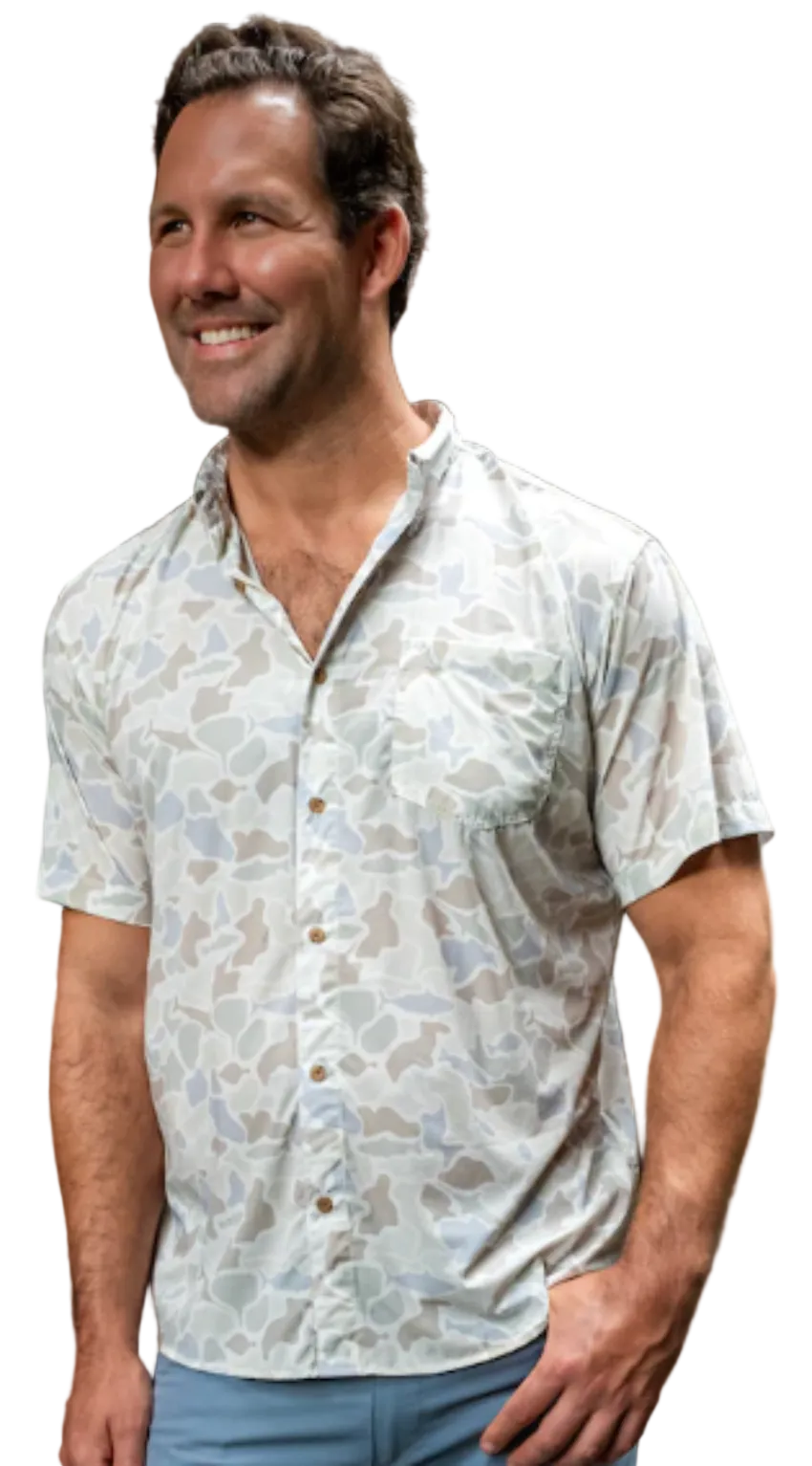 Local Boy Men's Low Country Button Down SS Shirt Saltwater Camo