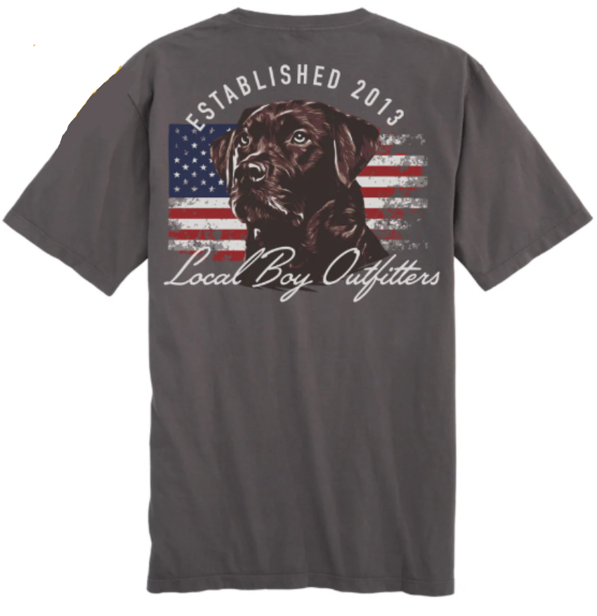 Local Boy Men's Patriotic Pup SS Tee Gray
