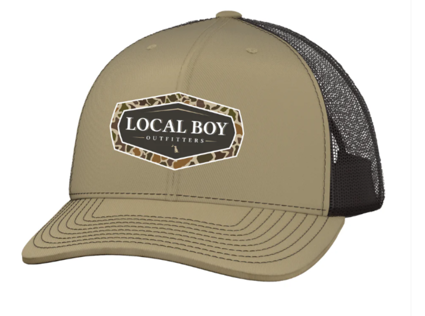 Local Boy Vintage Emblem Trucker Hat Khaki/Coffee