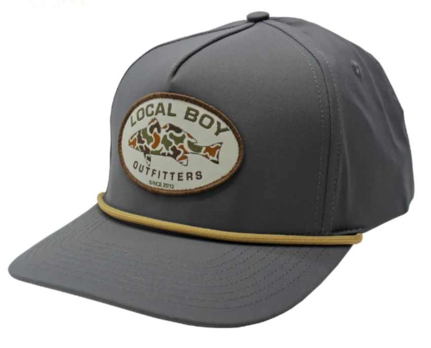 Local Boy Vintage Redfish Patch HC Rope Hat Charcoal