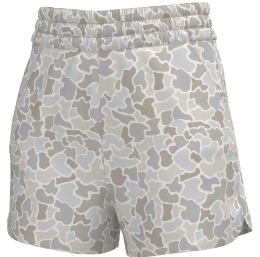 Local Girl Women's High-Waisted Volley Shorts Forest Camo Saltwater