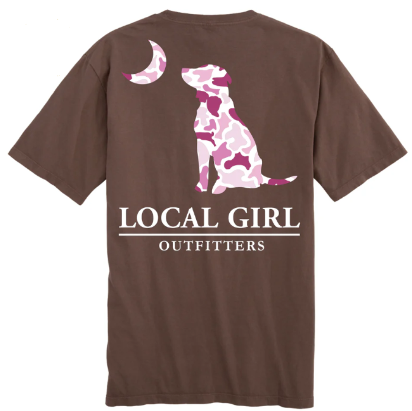 Local Girl Women's Pink LCF Dog & Moon SS T-Shirt Espresso
