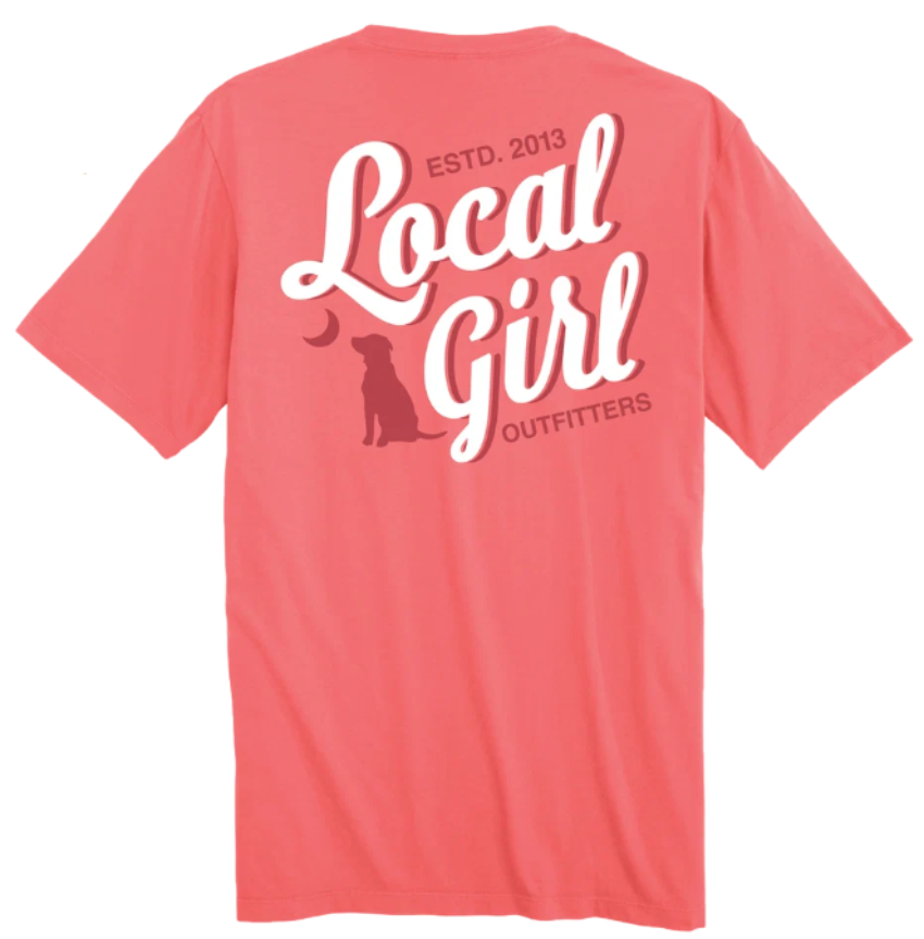 Local Girl Women's Stacked Script T-Shirt Coral